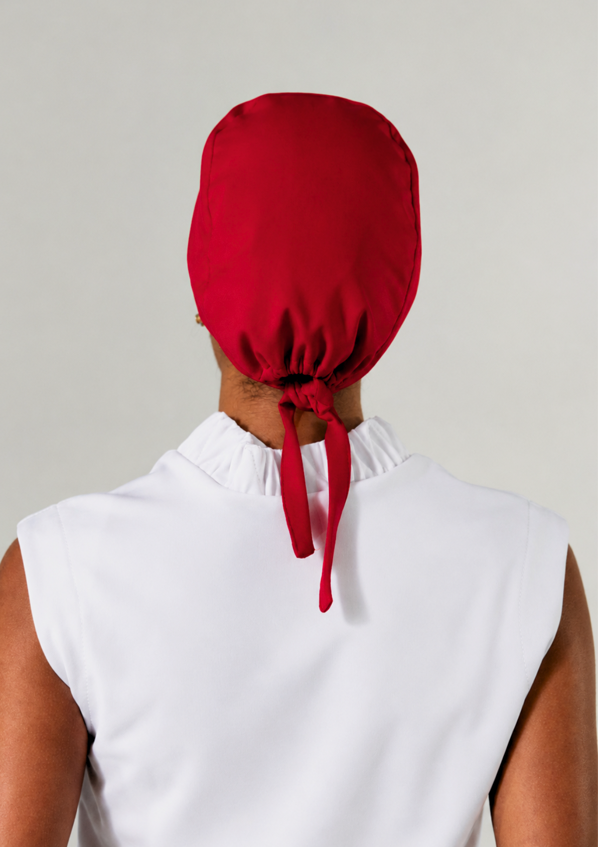 NEW - Gorro cirúrgico vermelho cereja forrado em cetim