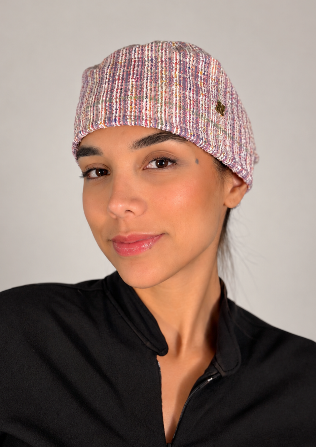 NEW - Gorro Cirúrgico Tweed Rosa Forrado em Cetim