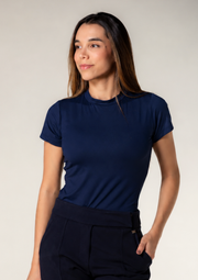 NEW - Underscrub Feminina Manga Curta Gola O - Azul Marinho