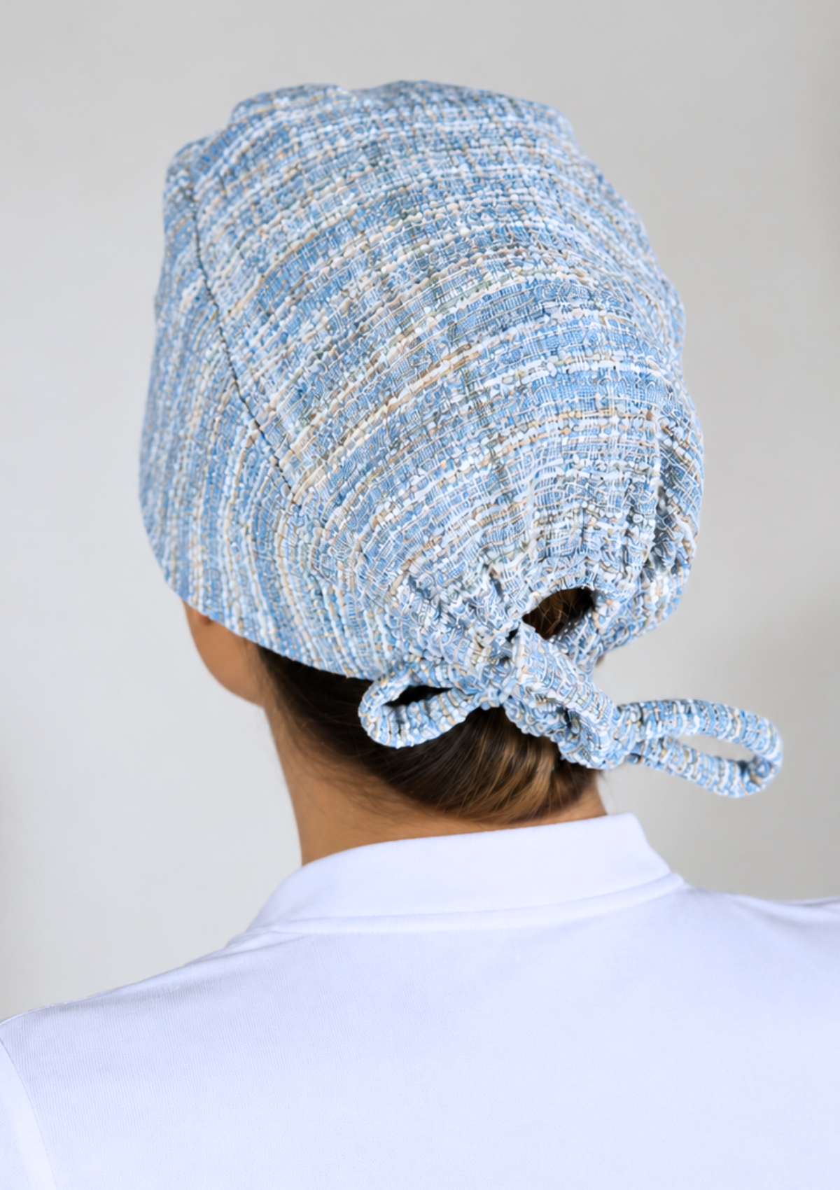 NEW - Gorro Cirúrgico Tweed Azul Forrado em Cetim