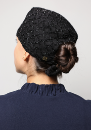 Touca Cirúrgica Tweed Preta Forrada em Cetim