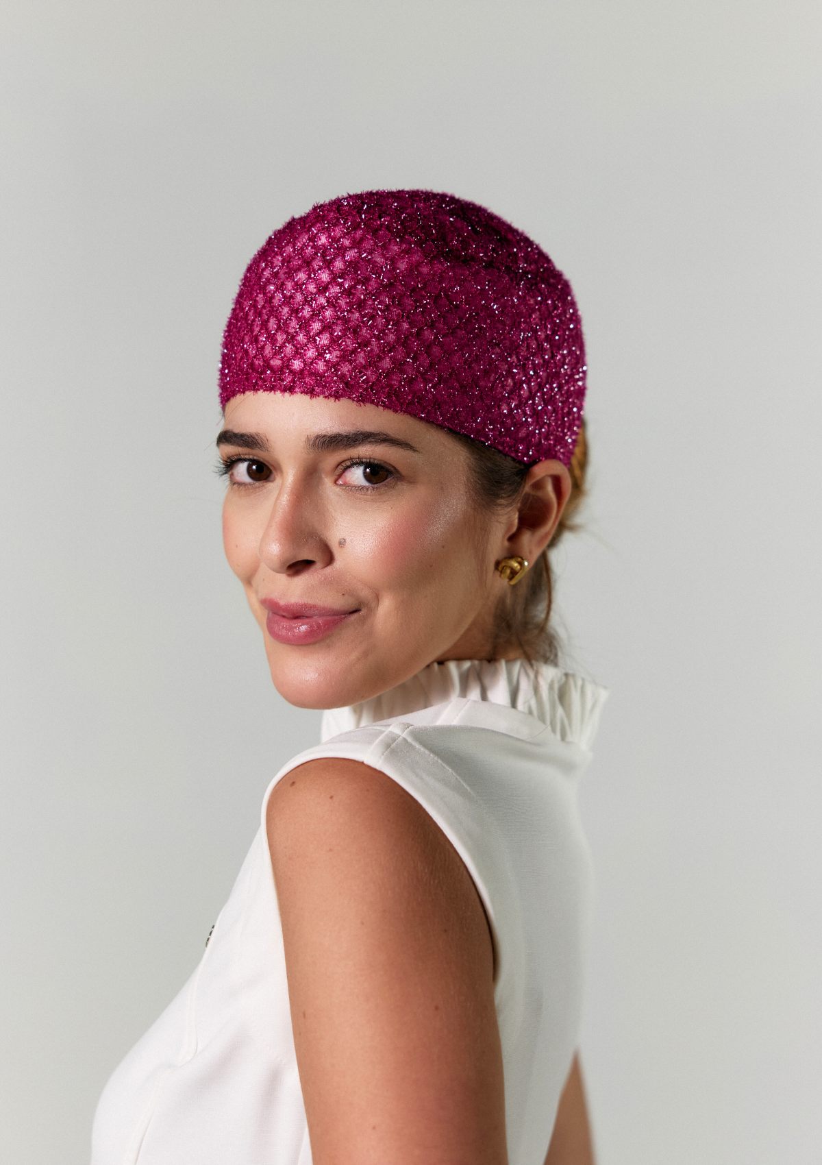 NEW - Touca Glam Rosa Forrada em Cetim