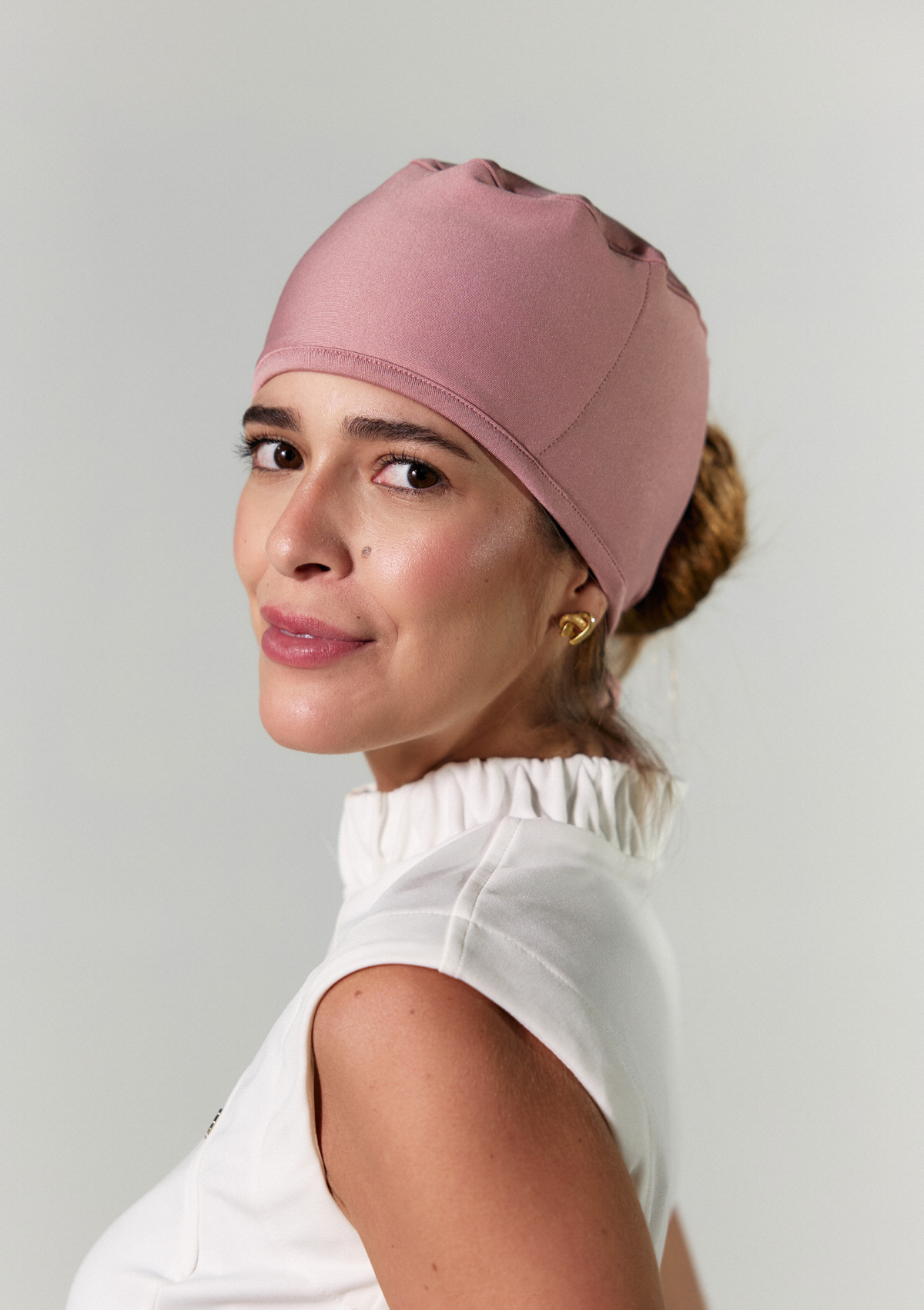 NEW - Touca Rosê Forrada em Toalha