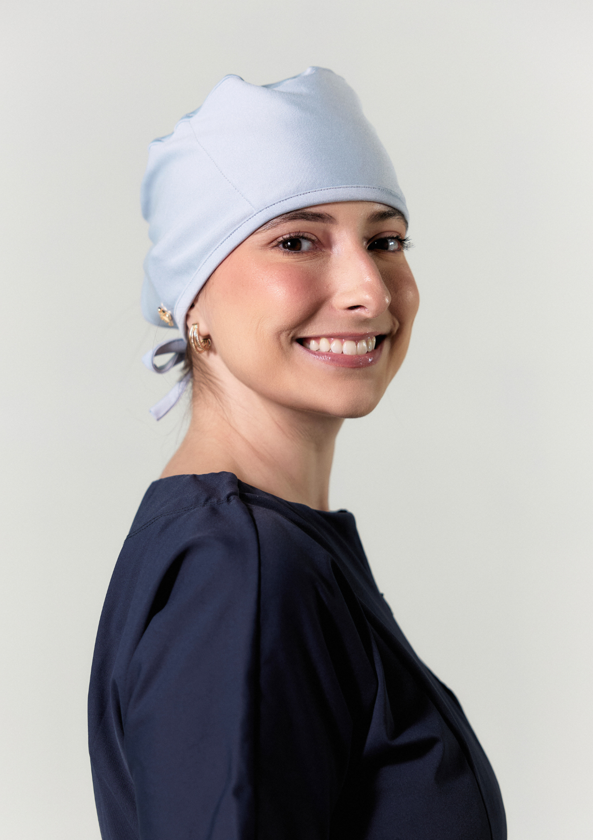 NEW - Touca Cirúrgica Malha Azul Bebê Forrada em Cetim