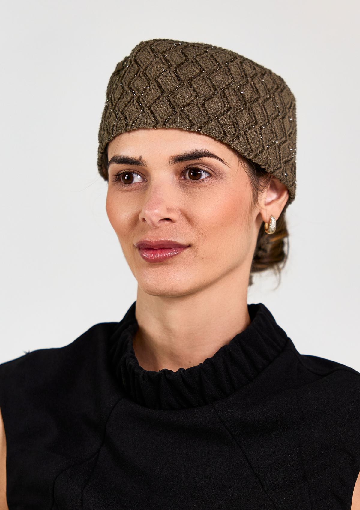Touca Cirúrgica Tweed Verde Forrada em Cetim
