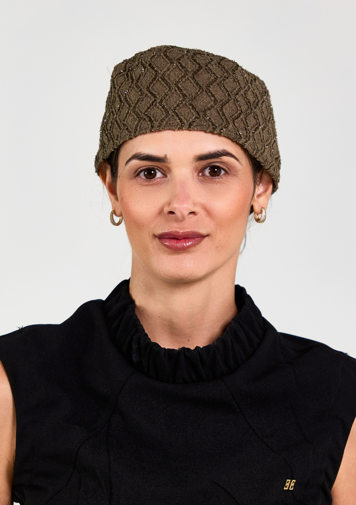 Touca Cirúrgica Tweed Verde Forrada em Cetim