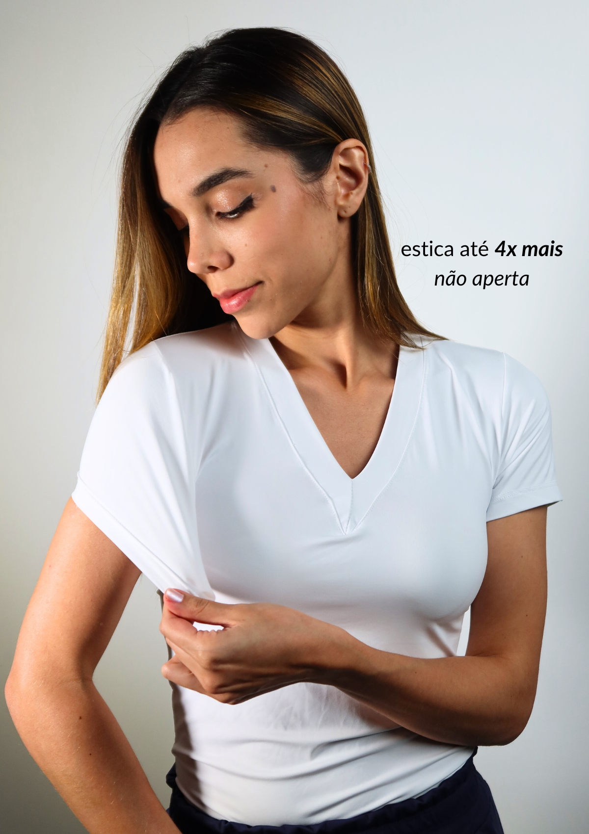 Underscrub Feminina Branco - Manga Curta Gola V